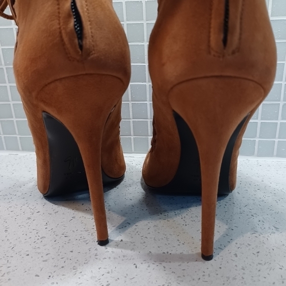 Giuseppe Zanotti lace up scalloped gladiator suede boots sandals heels - Picture 9 of 12